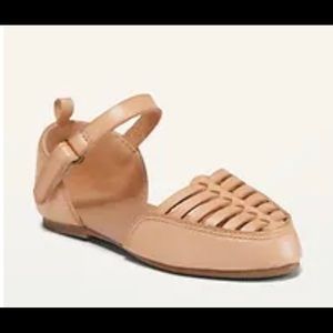 Faux-Leather Ankle-Strap Huarache Flats for Toddler Girls
